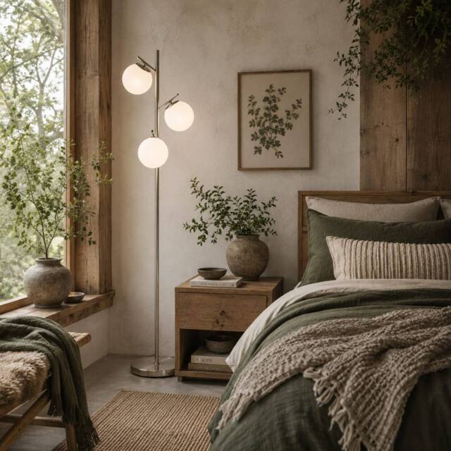 Wyld Haus Moretta 3 Light Silver Tree Floor Lamp Globe Shades & Steel Base - image 1