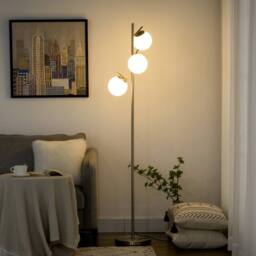 Wyld Haus Moretta 3 Light Silver Tree Floor Lamp Globe Shades & Steel Base - thumbnail 3