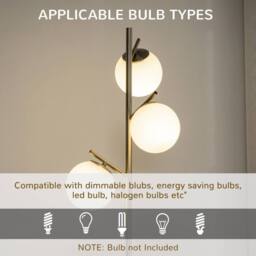Wyld Haus Moretta 3 Light Silver Tree Floor Lamp Globe Shades & Steel Base - thumbnail 7