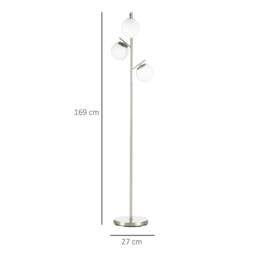 Wyld Haus Moretta 3 Light Silver Tree Floor Lamp Globe Shades & Steel Base - thumbnail 4