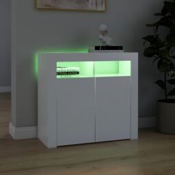 Berkfield Home Sideboard with LED Lights White 80x35x75 cm - Size: 80 x 35 x 75 cm - thumbnail 4