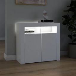 Berkfield Home Sideboard with LED Lights White 80x35x75 cm - Size: 80 x 35 x 75 cm - thumbnail 5