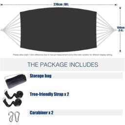 SPETLEK Durable Canvas Hammock Outdoor Hanging Swing Bed in Black - Size: 100 cm - thumbnail 2