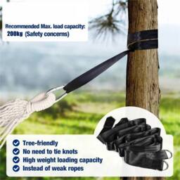SPETLEK Durable Canvas Hammock Outdoor Hanging Swing Bed in Black - Size: 100 cm - thumbnail 4