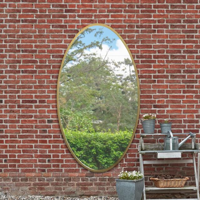 "MirrorOutlet Gold Metal Framed Oval Garden Wall Mirror 71"" X 39"" (180 x 100CM) - Size: 1 Pack" - image 1