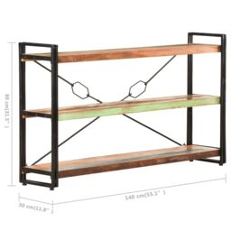 Berkfield Home 3-Tier Bookcase 140x30x80 cm Solid Reclaimed Wood - Size: 140 x 30 x 80 cm - thumbnail 5