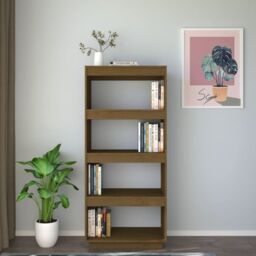 Berkfield Home Book Cabinet/Room Divider Honey Brown 60x35x135 cm Solid Pinewood - Size: 60 x 35 x 135 cm - thumbnail 3