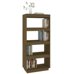 Berkfield Home Book Cabinet/Room Divider Honey Brown 60x35x135 cm Solid Pinewood - Size: 60 x 35 x 135 cm - thumbnail 4