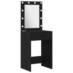 Berkfield Home 3-Piece Dressing Table Set with LED in Black Engineered Wood - thumbnail 4