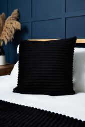 BHS Luxury Ribbon Velvet Cushion in Black - Size: 45 cm x 45 cm