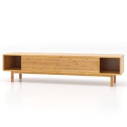 "Costway Bamboo TV Stand for 65"" TVs 160cm Mid Century Modern TV Console Table in Natural" - thumbnail 2