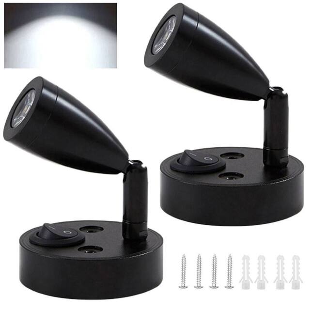 VOGREX 2PCS Black LED Interior Light Wall Spot Reading Lights - image 1