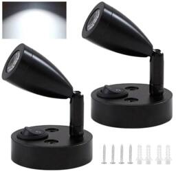 VOGREX 2PCS Black LED Interior Light Wall Spot Reading Lights - thumbnail 1