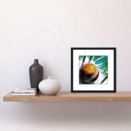 Artery8 Cricket Ball Hits Wickets Spin Bowler Dynamic Sports Splatter Painting Square Wooden Framed Wall Art Print Picture 8X8 Inch in Black - thumbnail 2