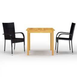 Berkfield Home 3 Piece Garden Dining Set Black