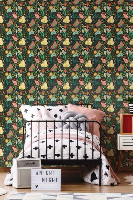 Hoopla Walls Bug Garden 10m Matt Wallpaper in Black - image 1