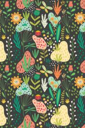 Hoopla Walls Bug Garden 10m Matt Wallpaper in Black - thumbnail 2