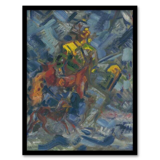 Artery8 Hunter with Dog In A Blue Forest Kubincan Framed Wall Art Print - Size: A3 - image 1