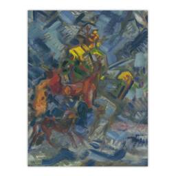 Artery8 Hunter with Dog In A Blue Forest Kubincan Framed Wall Art Print - Size: A3 - thumbnail 3