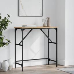 Berkfield Home Decorative Console Table Sonoma Oak 75x32x75 cm Engineered Wood in Brown - Size: 75 x 32 x 75 cm - thumbnail 2