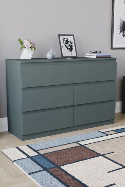 Home Discount Vida Designs Denver 6 Drawer Chest of Drawers Storage in Green - image 1