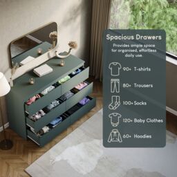 Home Discount Vida Designs Denver 6 Drawer Chest of Drawers Storage in Green - thumbnail 8