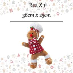 VFM e-Store Christmas Gingerbread Man Decoration 36cm x 25cm Red X 1 - Size: 36 cm x 25 cm - thumbnail 2