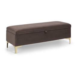 Cheshire Luxeva Blanket Box & Storage Bench in Truffle with Gold Detail in Taupe - thumbnail 1