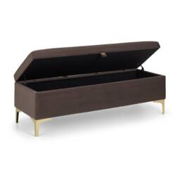 Cheshire Luxeva Blanket Box & Storage Bench in Truffle with Gold Detail in Taupe - thumbnail 2