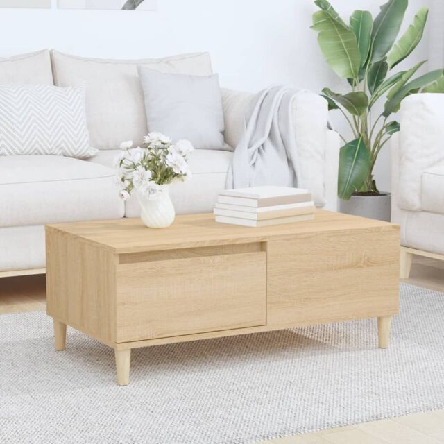 Berkfield Home Coffee Table Sonoma Oak 90x50x36.5 cm Engineered Wood in Brown - image 1