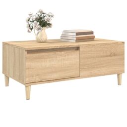 Berkfield Home Coffee Table Sonoma Oak 90x50x36.5 cm Engineered Wood in Brown - thumbnail 4