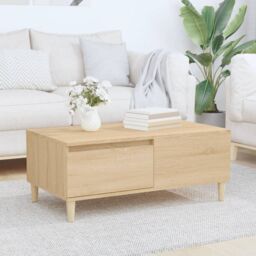 Berkfield Home Coffee Table Sonoma Oak 90x50x36.5 cm Engineered Wood in Brown - thumbnail 1