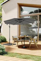 Living and Home 3M Large Banana Cantilever Patio Parasol for Outdoor Sunshade and Rain with a Cross base and a Square Base in Dark Grey - thumbnail 2