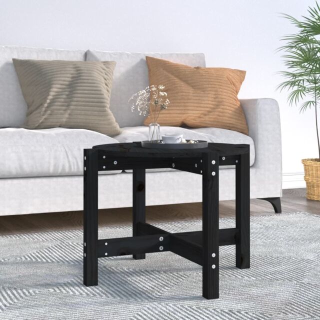 Berkfield Home Coffee Table Black Ø 62.5x45 cm Solid Wood Pine - image 1