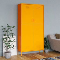Berkfield Home Wardrobe Mustard Yellow 90x50x180 cm Steel - Size: 90 x 50 x 180 cm