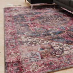 Kukoon Pink Distressed Soft Washable & Liquid Repellent Living Room Area Rug in Dark Indigo - Size: 160 cm x 230 cm - thumbnail 6