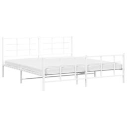 Berkfield Home Metal Bed Frame without Mattress with Footboard White 183x213cm - Size: 183x213 cm - thumbnail 4