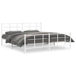 Berkfield Home Metal Bed Frame without Mattress with Footboard White 183x213cm - Size: 183x213 cm - thumbnail 1