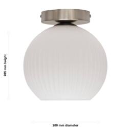 First Choice Lighting Set of 2 Betchley - White Glass Satin Nickel Ceiling Light Fittings - thumbnail 6