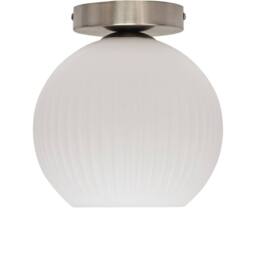 First Choice Lighting Set of 2 Betchley - White Glass Satin Nickel Ceiling Light Fittings - thumbnail 2