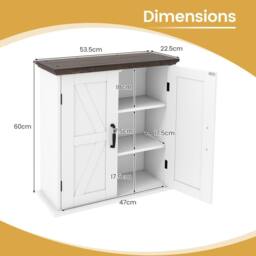 Costway Bathroom Wall Cabinet Farmhouse Medicine Cabinet w/ 2 Doors & Shelves in White - thumbnail 2