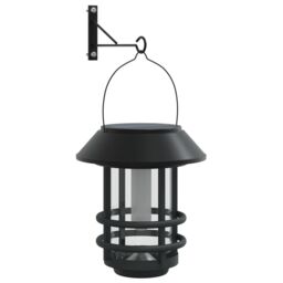 Berkfield Home Solar Outdoor Wall Lanterns 2 pcs Warm White Flickering Flame in Black - thumbnail 4