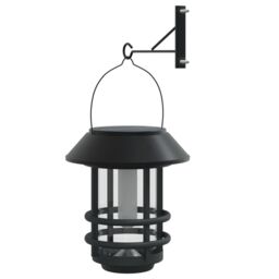 Berkfield Home Solar Outdoor Wall Lanterns 2 pcs Warm White Flickering Flame in Black - thumbnail 6