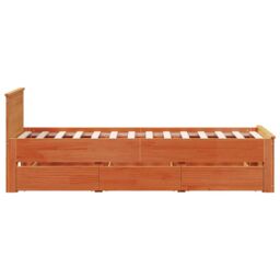 Berkfield Home Bed Frame without Mattress with Headboard Wax Brown 90x200 cm Solid Wood Pine - thumbnail 5