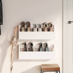 Berkfield Home Wall-mounted Shoe Racks 2 pcs White 59x9x23 cm Solid Wood Pine - Size: 59 x 9 x 23 cm - thumbnail 1