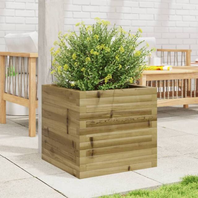 Berkfield Home Decorative Garden Planter 50x50x45.5 cm Impregnated Wood Pine in Brown - image 1