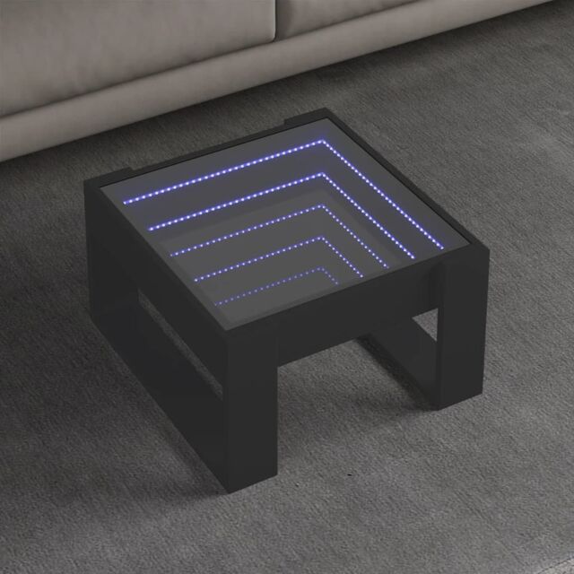 Berkfield Home Coffee Table with Infinity LED Black 50x53x30 cm - Size: 50 x 53 x 30 cm - image 1