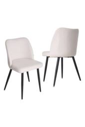 Living and Home Set of 2 Upholstered Dining Chairs in Beige - thumbnail 2