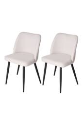 Living and Home Set of 2 Upholstered Dining Chairs in Beige - thumbnail 1