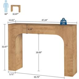 Havendro 47 in Console Table Narrow Wood Entryway Behind Couch Furniture in Natural - thumbnail 2